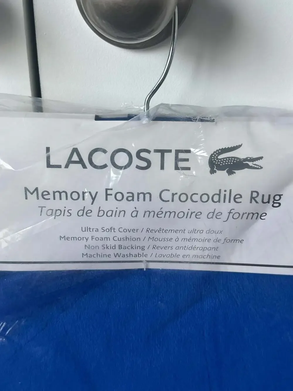 Lacoste Memory Foam Crocodile Bath Rug Surf Blue 19 x 30